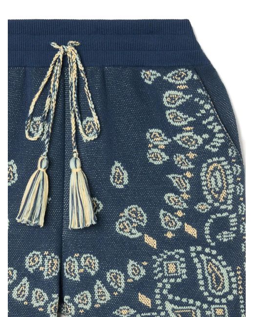 Alanui Blue Paisley-Pattern Shorts for men
