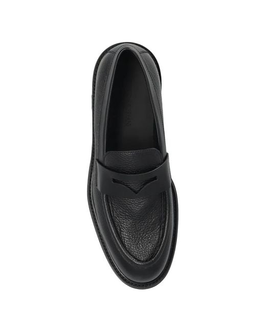 Emporio Armani Black Leather Loafers for men