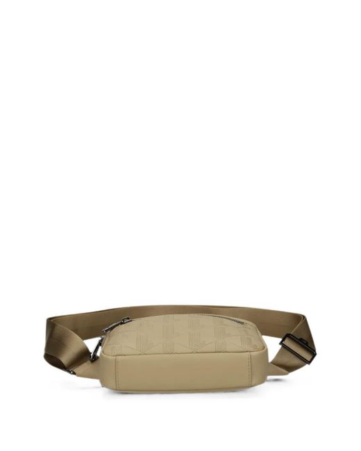 Lacoste Natural Monogram-Embossed Zip-Fastening Messenger Bag for men