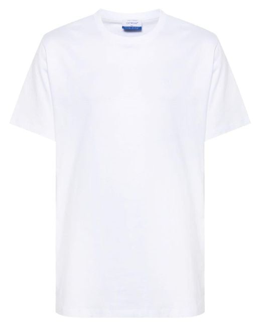 Off-White c/o Virgil Abloh White Logo-embroidered Cotton T-shirt for men