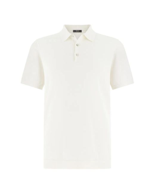 Boggi White Button Polo Shirt for men