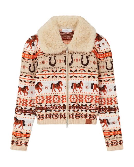 Stella McCartney Multicolor Textured-Collar Patterned Jacket