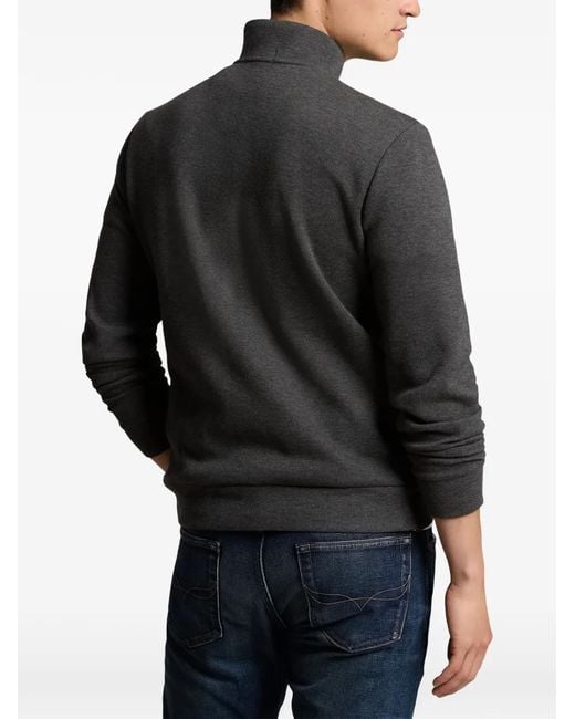 Polo Ralph Lauren Black Quarter-Zip Embroidered-Logo Sweater for men