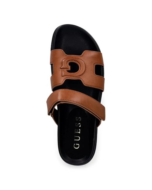 Guess White Fashiey Logo-Patch Touch-Strap Sandals