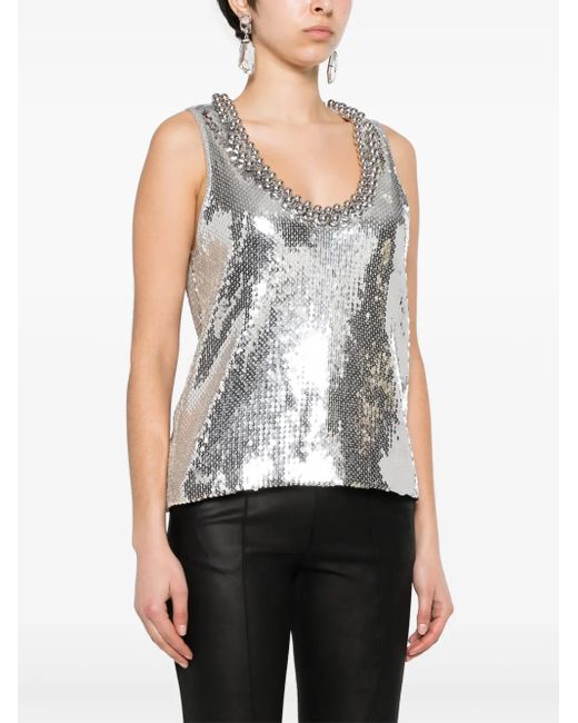 Rabanne Gray Sequin-Embellished Top
