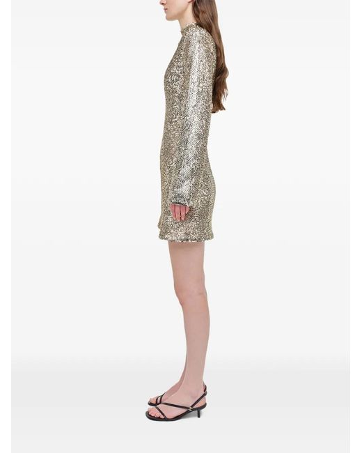 Jonathan Simkhai Natural Opal Sequin Long-Sleeve Mini Dress