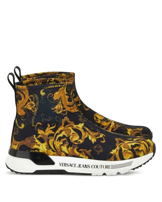 Versace Jeans Couture Black Baskets À Imprimé Baroque