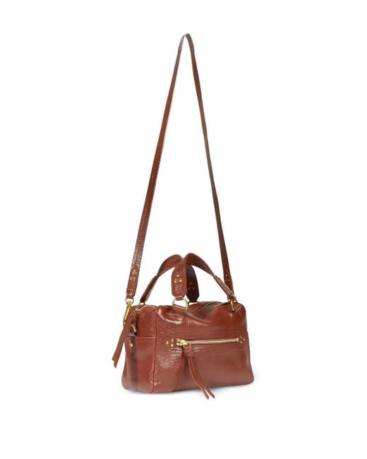 Jérôme Dreyfuss Brown Mini Lucky Zip Bowling Tote Bag