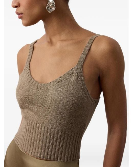 Ralph Lauren Brown Ribbed-Hem Tank Top