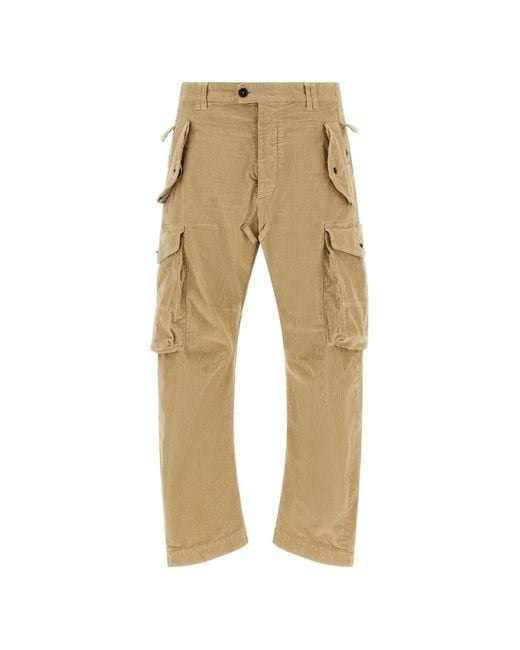 DSquared² Natural Multipocket Corduroy Cargo Pants for men