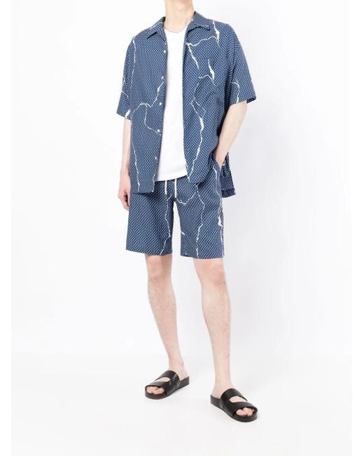 Destin Blue Polka-Dot Pattern Print Shorts for men