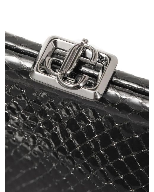 Jimmy Choo Black Skylar Snake-Printed Leather Clutch Bag