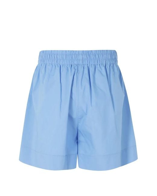 SOLOTRE Blue Elasticated-Drawstring Mini Shorts