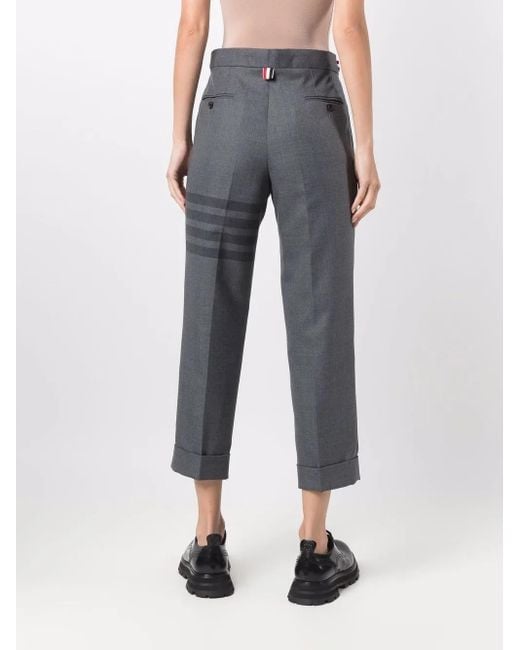 Thom Browne Gray 4-bar Cropped Trousers