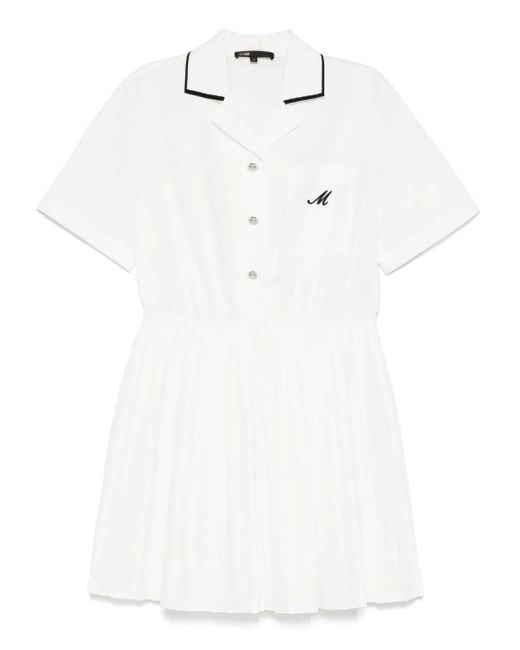 Maje White Short-Sleeve Shirt Dress