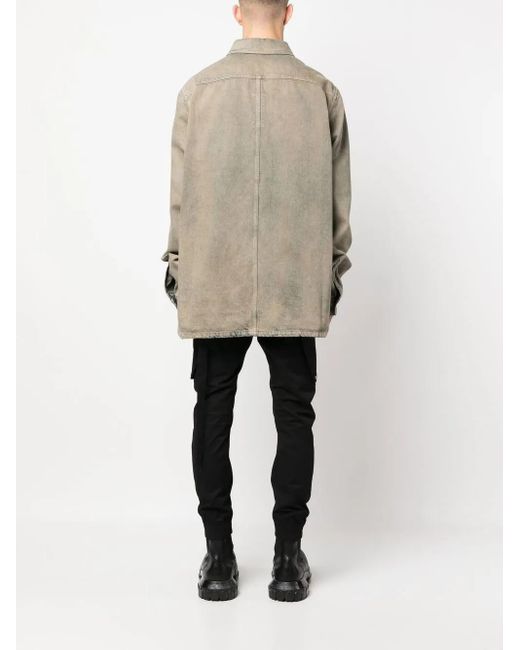 Stonewashed denim shirt Rick Owens de hombre de color Gray