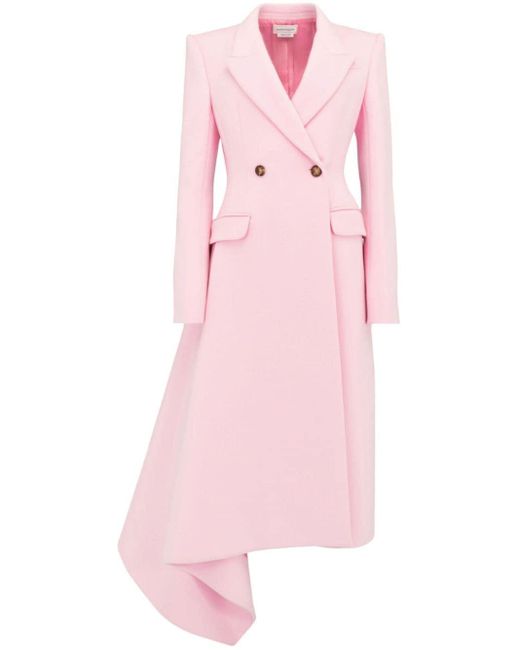 Alexander McQueen Pink Double-breasted Draped Midi Coat
