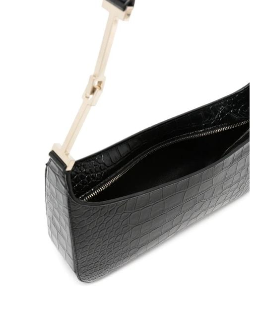 Tom Ford Black Crocodile-Effect Leather Shoulder Bag