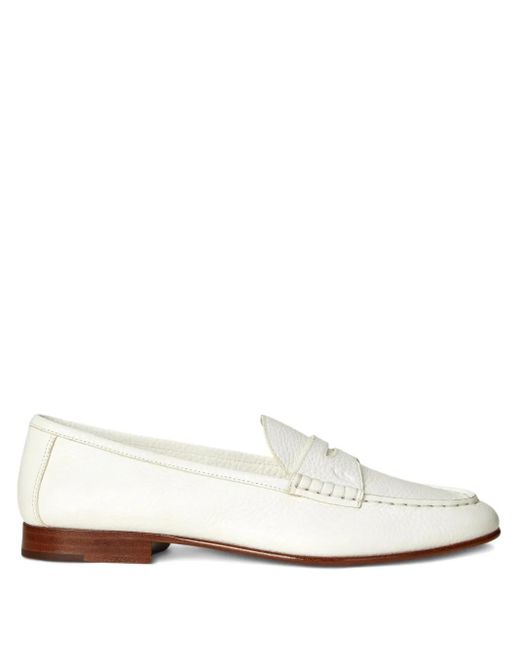 Polo Ralph Lauren White Pebbled Leather Loafers