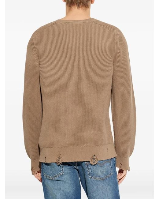DIESEL Natural Ribbed V-Neck Sweater for men