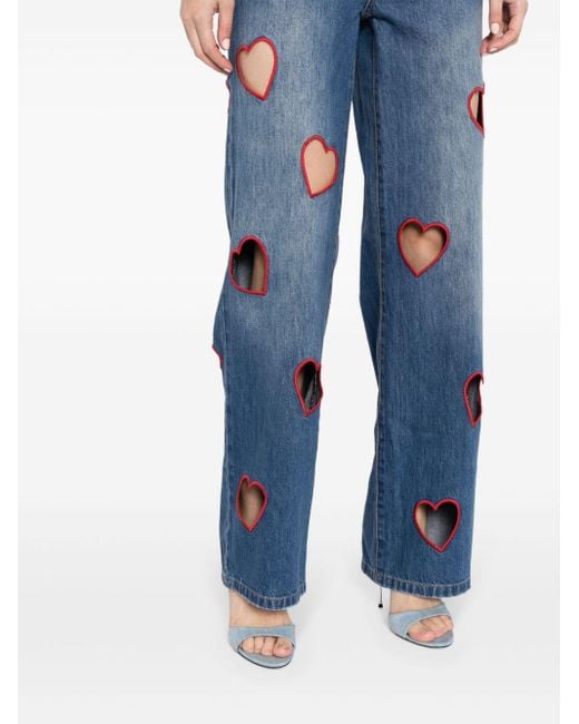 Alice + Olivia Blue Karrie Jeans mit Cut-Outs