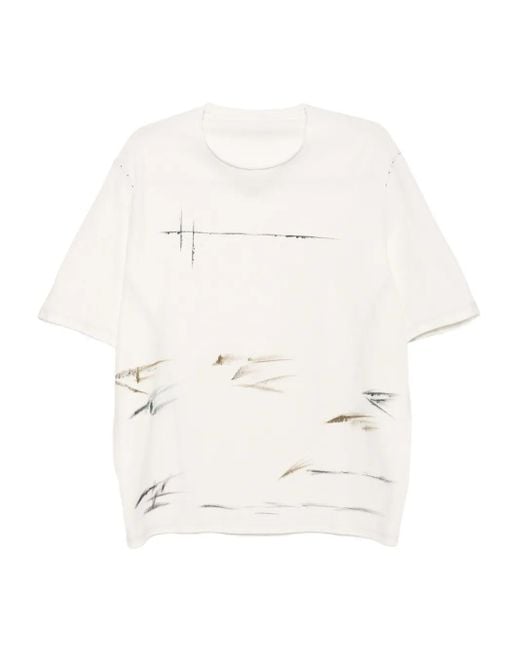 DEVOA T-Shirt Mit Pinselstrich-Verzierung in White für Herren