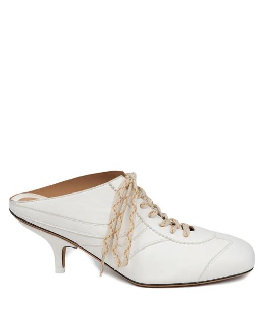 Dries Van Noten White 60Mm Lace-Up Mules