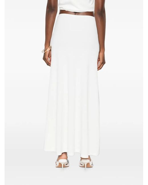 Christopher Esber White Droplet Crystal-Embellished Ruched Maxi Skirt