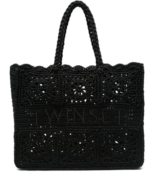 Bolso shopper de ganchillo Twinset de color Black