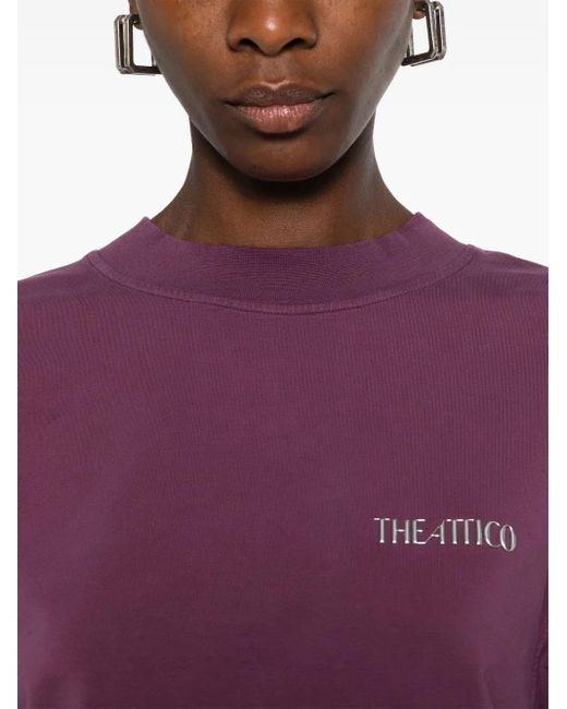 The Attico Purple Fitted Dress With Rubberised Logo Detail