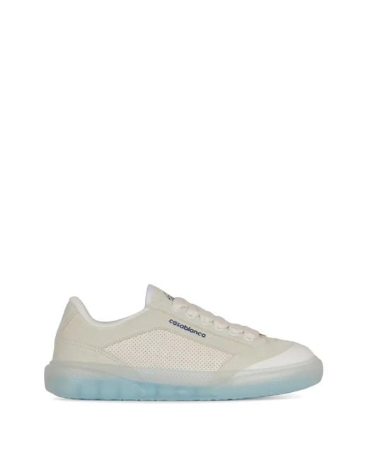 Casablanca White Del Mar Lace-Up Leather Sneakers for men