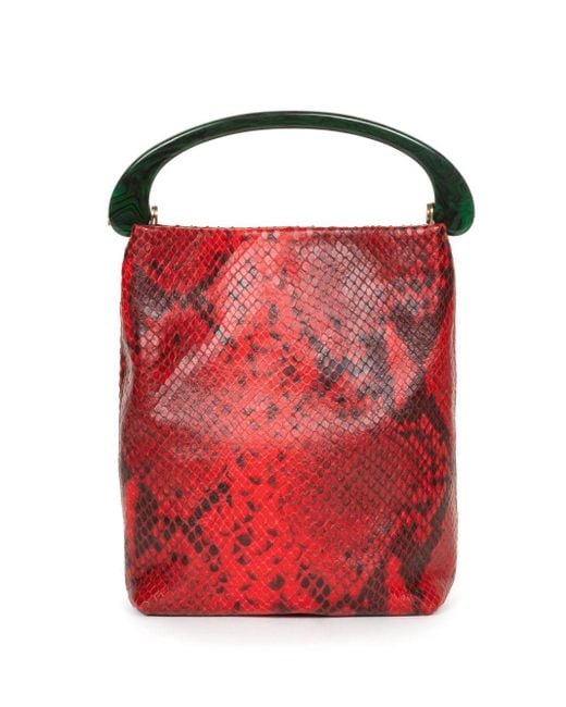 Dries Van Noten Red Snakeskin-Print Mini Bag