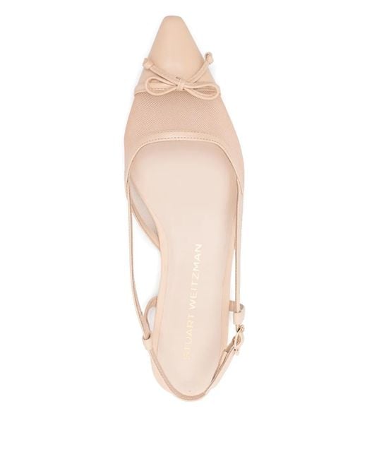 Stuart Weitzman Natural Mesh-Panel Ballet Flats