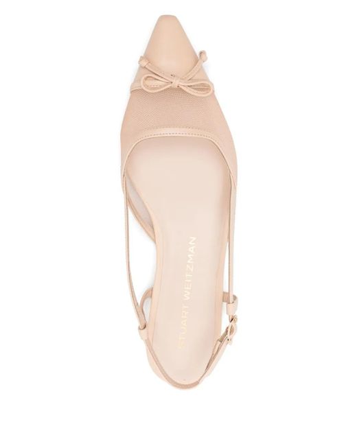 Stuart Weitzman Natural Mesh-Panel Ballet Flats