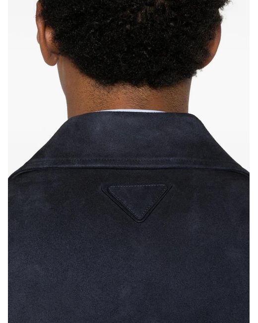 Prada Blue Zipped Suede Jacket for men