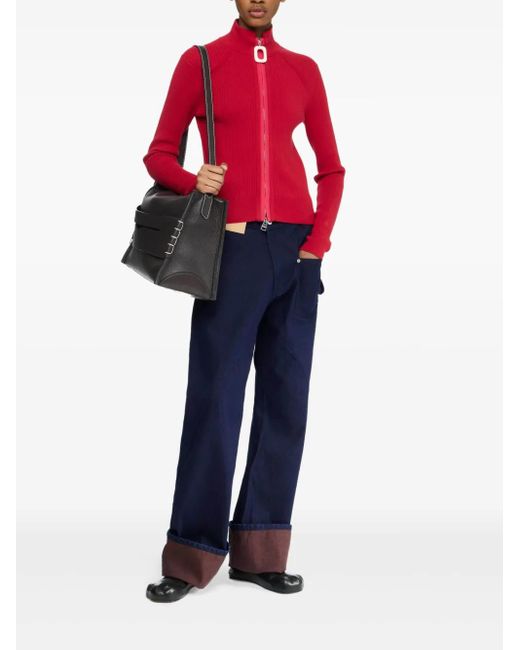 J.W. Anderson Red Zip-Up Cardigan