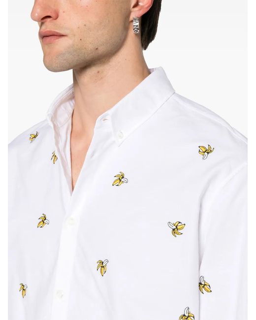 DSquared² White Banana-embroidered Cotton Shirt - Men's - Cotton for men