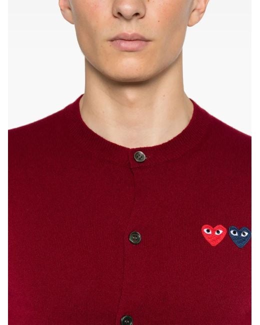 Cardigan Con Applicazione A Cuore di COMME DES GARÇONS PLAY in Red