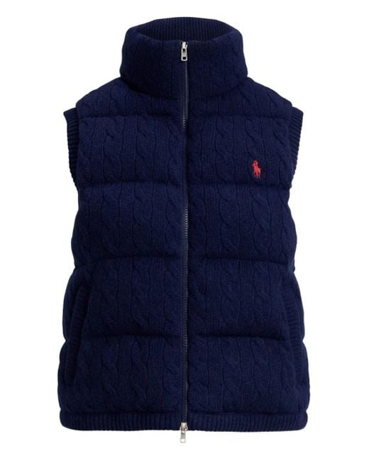 Polo Ralph Lauren Blue Logo-Embroidered Puffer Gilet