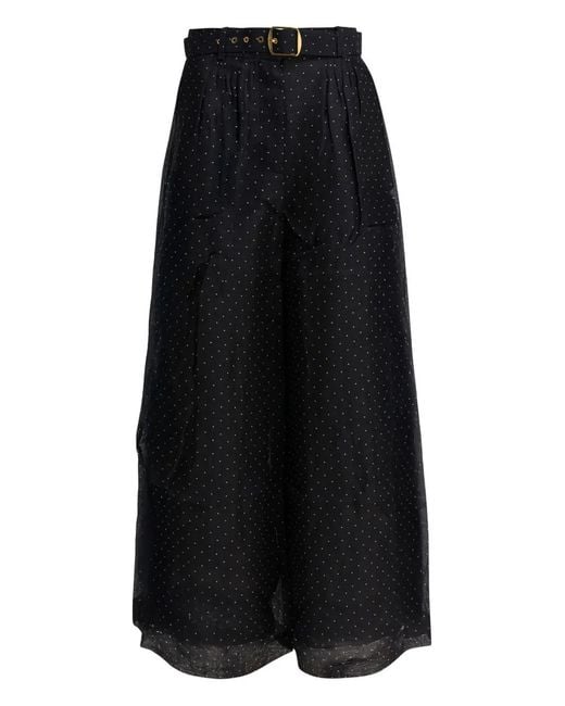 Zimmermann Black Polka-Dot Belted Trousers