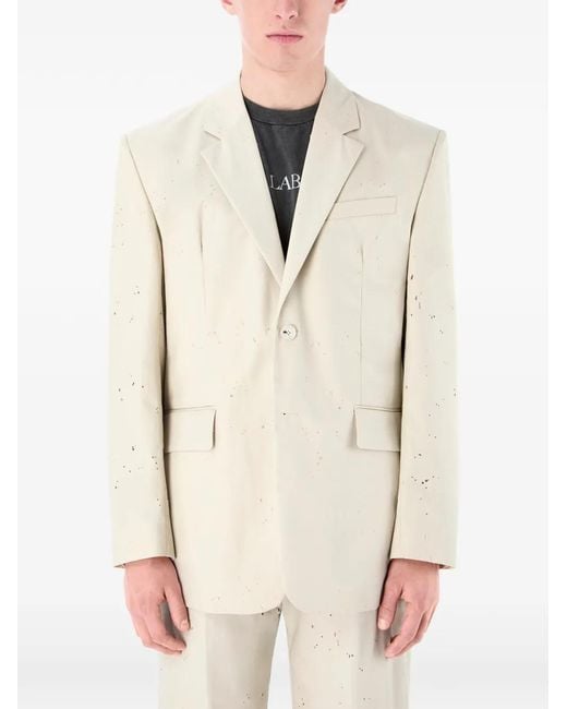 CAMPERLAB White Blazer Boutonné À Effet Usé