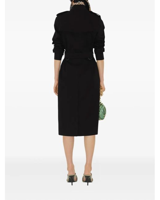 Burberry Black Gabardine Long Kensington Heritage Trench Coat