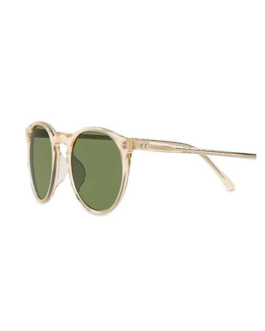 Oliver Peoples Men's O'malley Peaked Round Sunglasses With Mineral Glass Lenses - Buff Green
