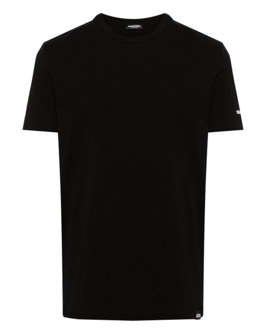 DSquared² Black Logo-patch Crew-neck T-shirt for men