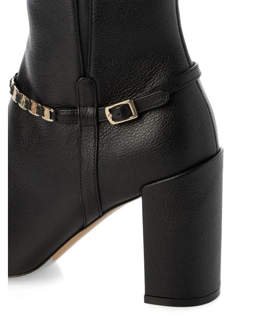 Ferragamo Black Chain-Strap Boots