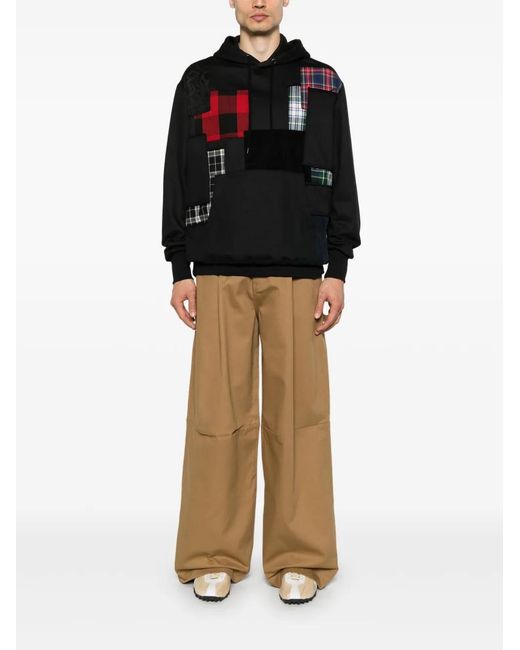 Junya Watanabe Black Patchwork-Detail Hoodie for men