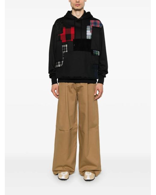 Junya Watanabe Black Patchwork-Detail Hoodie for men