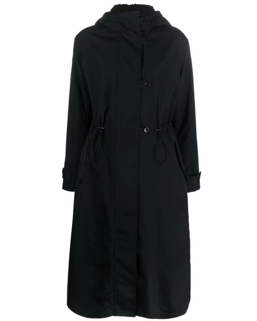 Emporio Armani Black Hooded Single-Breasted Coat