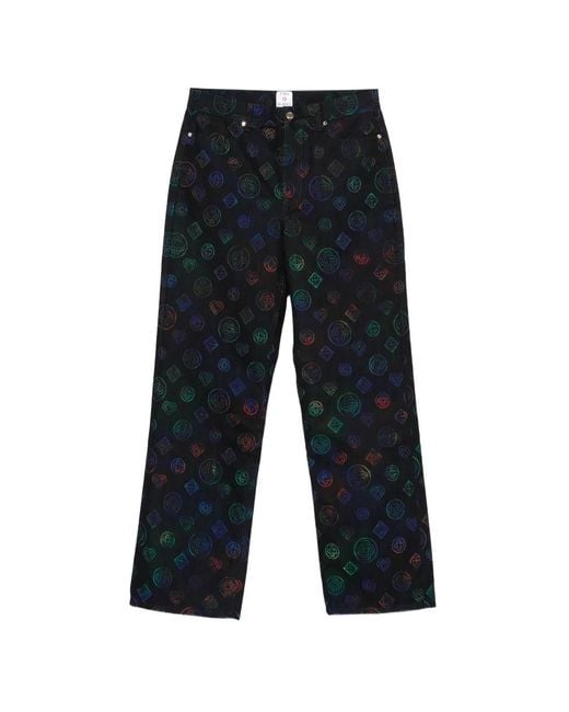 Casablanca Blue Logo-Pattern Jeans for men