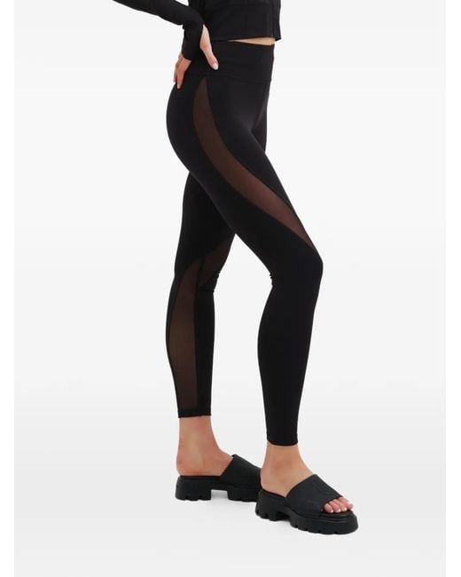 Juicy Couture Black Mesh-Panelled Logo-Print Leggings